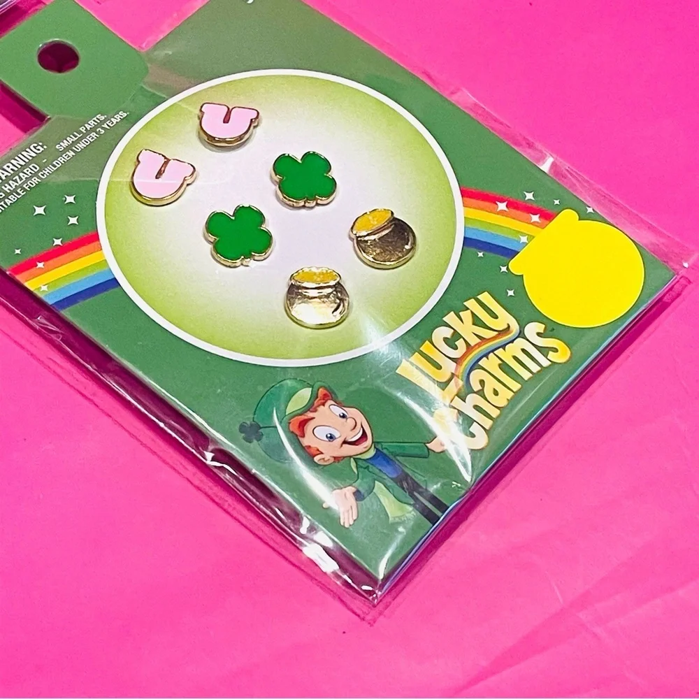 Kids Accessory Set - Lucky Charms Gold Tone Charm Bracelet and Earrings NEW